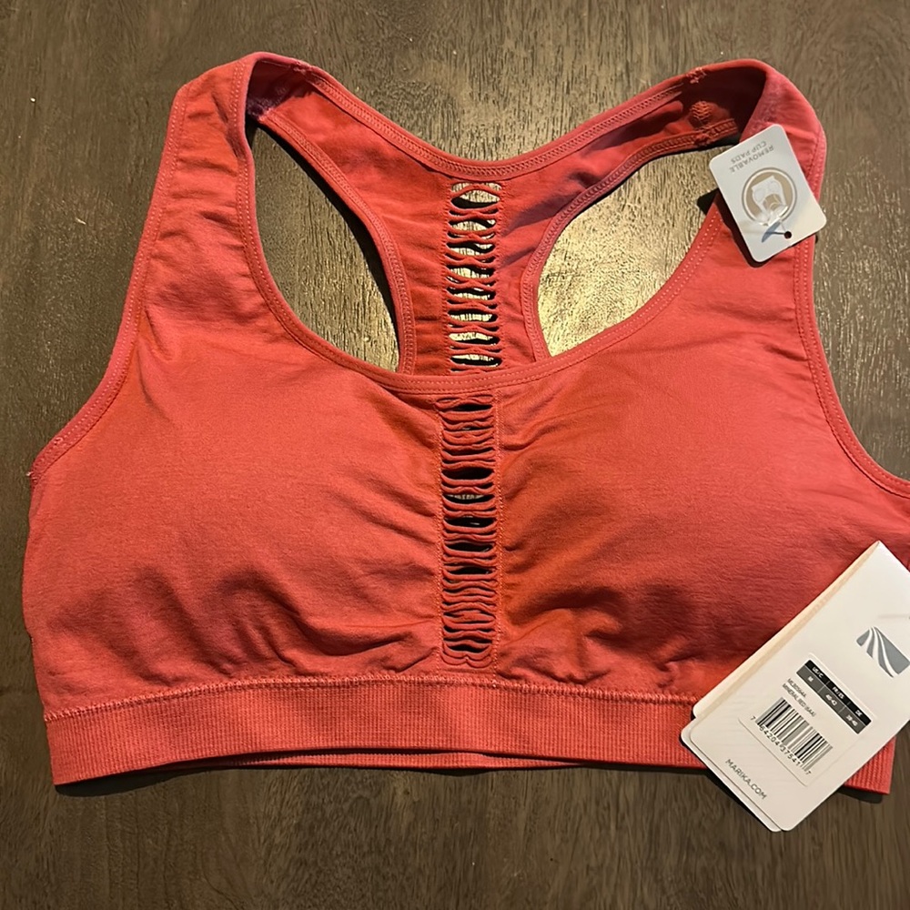 NWT Marika Sport Women's Seamless Dry-Wik Racerback Removeable Cup Sports Bra